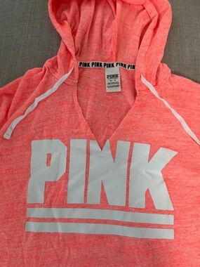Victoria’s Secret PINK Cozy Hooded Pullover in Bright Heather Coral XS